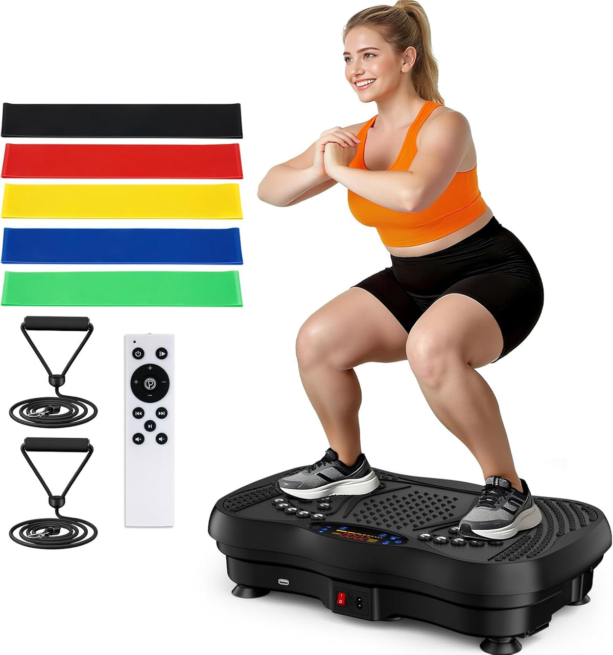Skiennix Vibration Plate Exercise Machine - 130 Levels for Full Body Workout & Weight Loss | 450 Lbs Capacity with Resistance Bands & Bluetooth