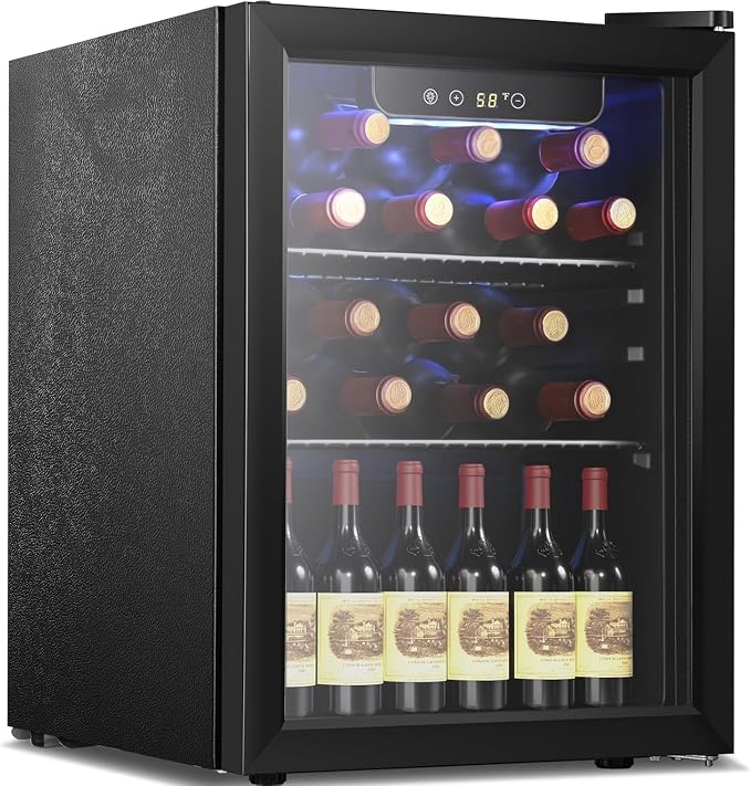 Antarctic Star Wine Cooler, Beverage Refrigerator,16 Bottle 68 Can Freestanding Wine Cellar Front Glass Door for Home and Bar, Digital Temp Control, Blue LED, 1.7 Cu.Ft. | 16 Bottle 68 Can capacity, Freestanding, Front Glass Door for Home and Bar, Digi...