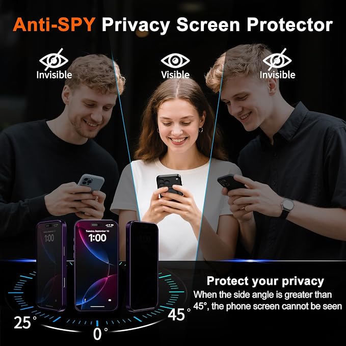 for iPhone 15 Plus Case with Privacy Screen Protector and Camera Protection