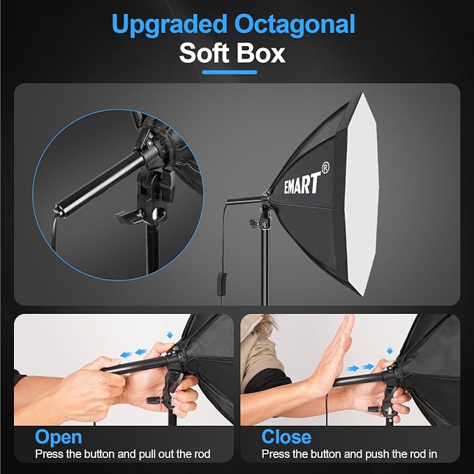 EMART Softbox Photography Lighting Kit, 50W 3000K-6000K LED Bulb, Professional