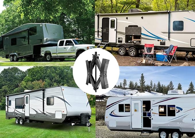 2Pcs Camper Wheel Chock Stabilizer for RV Travel Trailer, Heavy Duty RV Tire Scissor Locking X Shaped Chock Accessories with Wrench