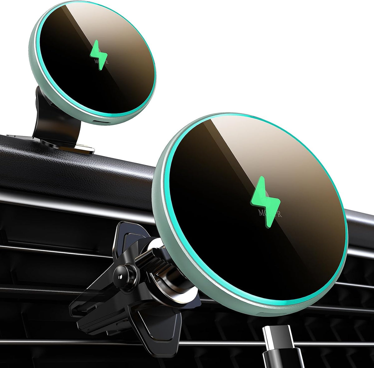 for Magsafe Car Mount Charger 15W LED RGB Car Phone Holder for Dash Vent