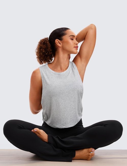 CRZ YOGA Pima Cotton Tank Top for Women - Loose Fit Sleeveless Athletic Shirt | Ideal for Yoga & Gym