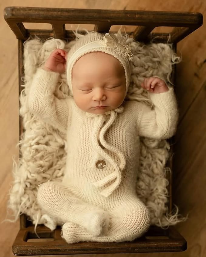 Newborn Photography Props Bed Prop Brown – Rustic Mini Wooden Bed