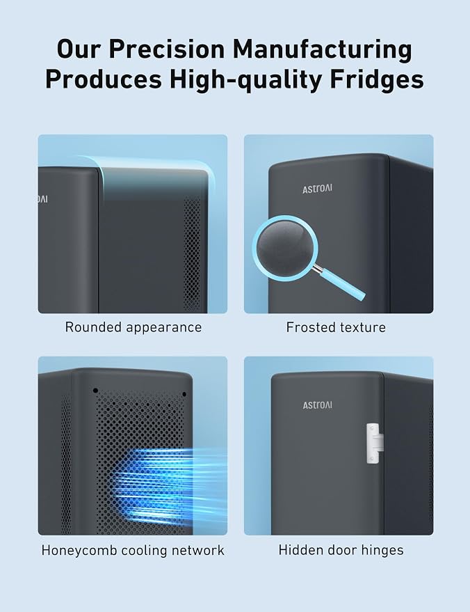 AstroAI 2.0 Gen 6L/8 Cans Mini Fridge, Cooler & Warmer, 110V AC/12V DC | Compact small refrigerator, energy efficient & quiet, portable for bedroom, car, office & dorms, for makeup skincare use