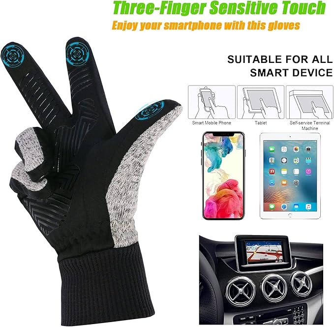 MOREOK Winter Gloves for Men/Women -10°F 3M Thinsulate Warm Touch Screen Snow Ski Bicycle Bike Gloves for Driving/Cycling/Running/Hiking