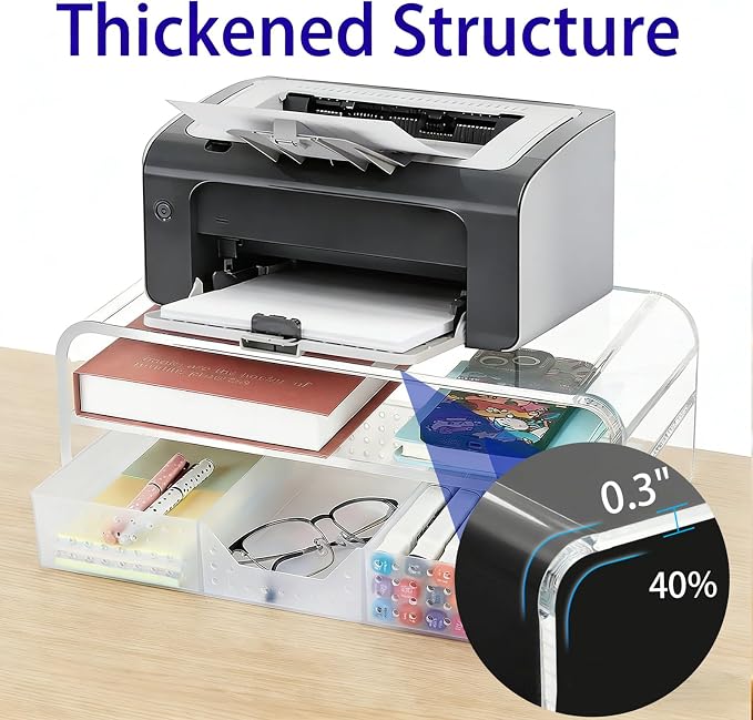 OPNICE Acrylic Clear Desk Organizers and Accessories, 2-Tier Computer Monitor