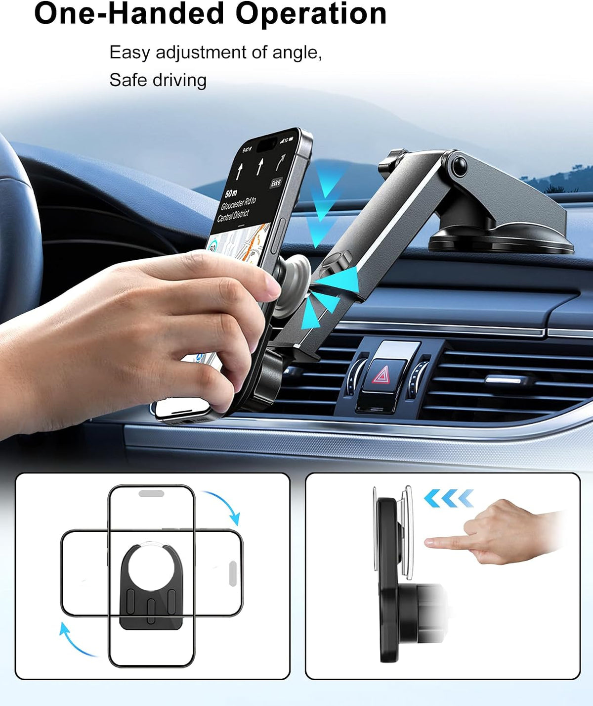 Car Mount for Pop Socket, Dashboard Windshield Car Phone Holder Compatible with Popsocket, Powerful Suction Cup Car Phone Mount Fits All Smartphones with Pop Grip