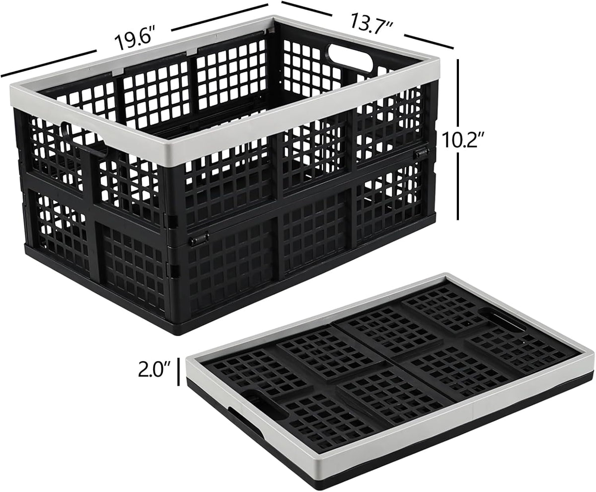 Xyskin 42 L Large Collapsible Storage Crates, 4-Pack Folding Plastic Basket