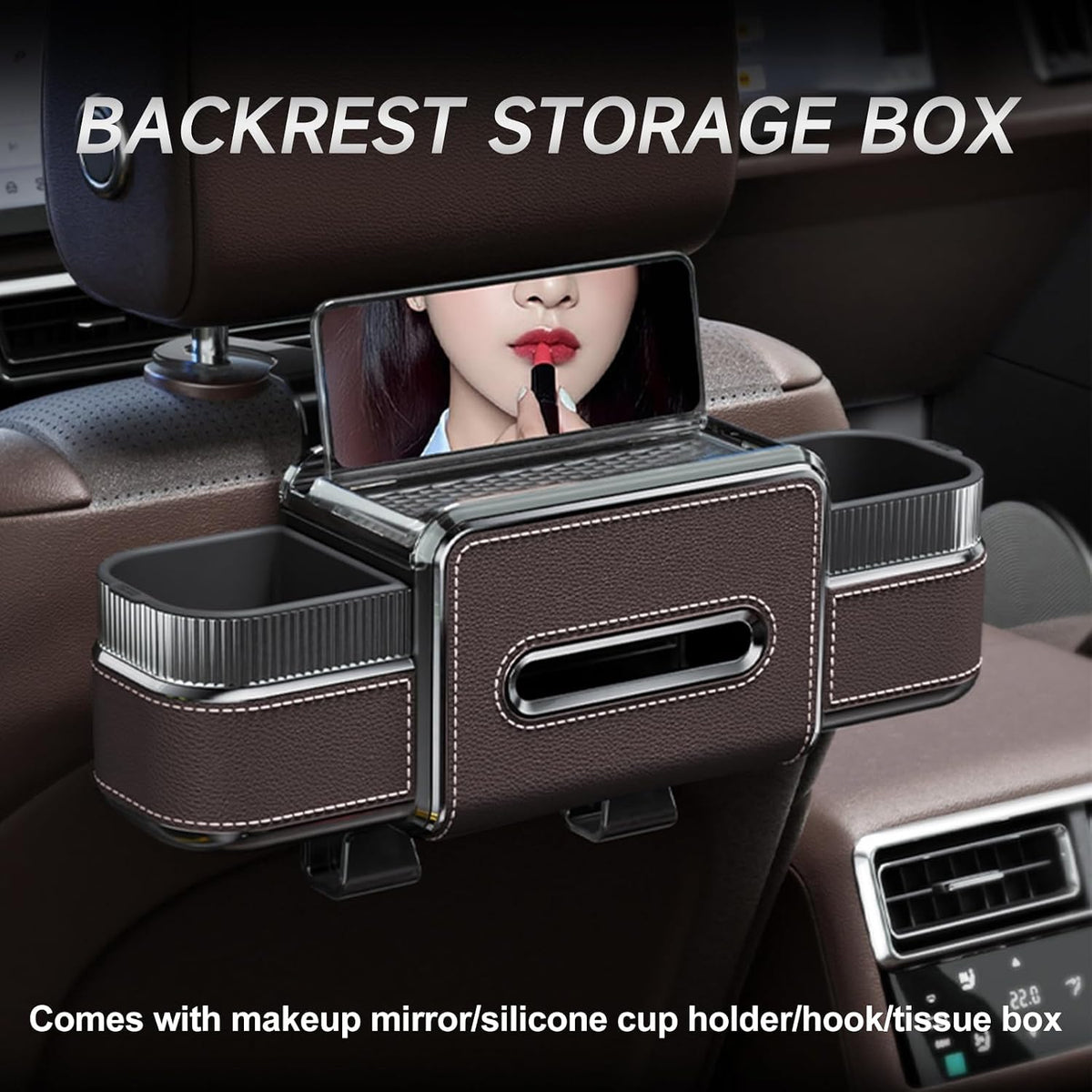6-in-1 Car Headrest Backseat Organizer, Back Seat Car Organizer and Storage