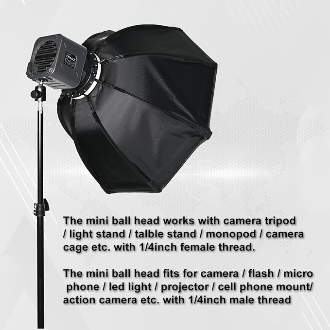 SIOTI Mini Tripod Ball Head, Swivel Mini Ball Head, Panoramic 360° Vertical Pan