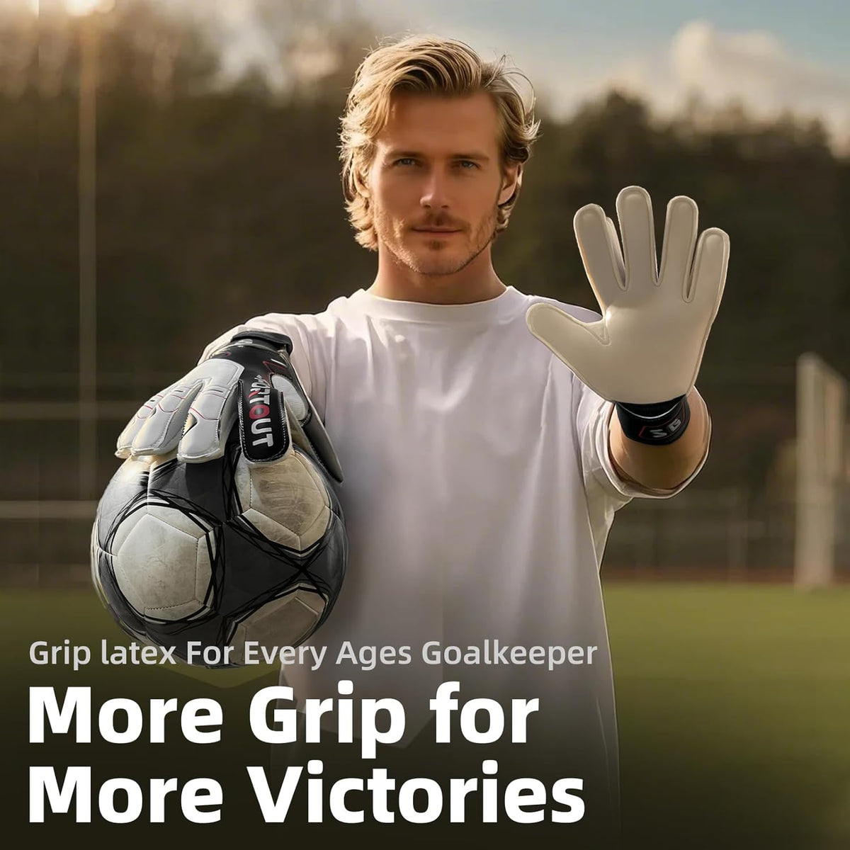 Sportout Goalie Gloves - Strong Grip & Finger Protection for Youth & Adults | 4 Colors Available