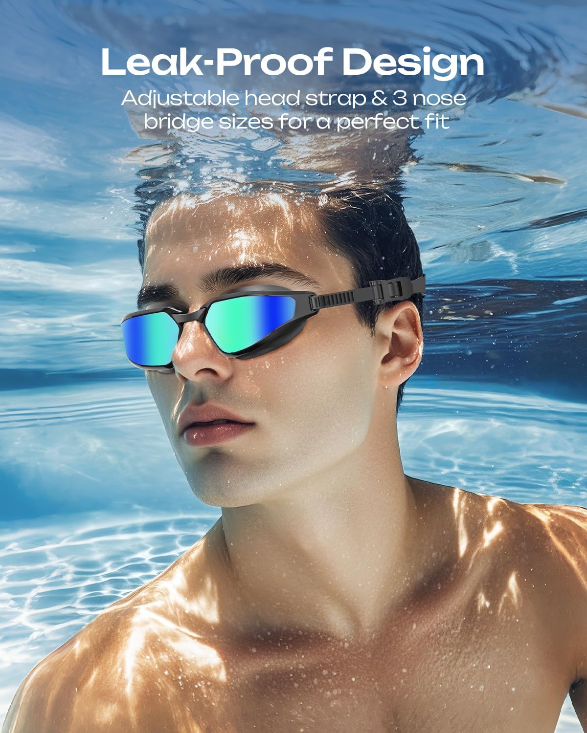 OLANRUN Swim Goggles - Unisex Anti-Fog, UV Protection, No Leakage | HD Wider View for Adults & Youth