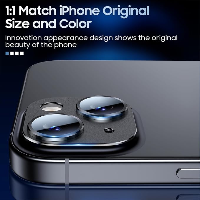 Uyiton for iPhone 15/iPhone 15 Plus Camera Lens Protector, Metal Tempered Glass