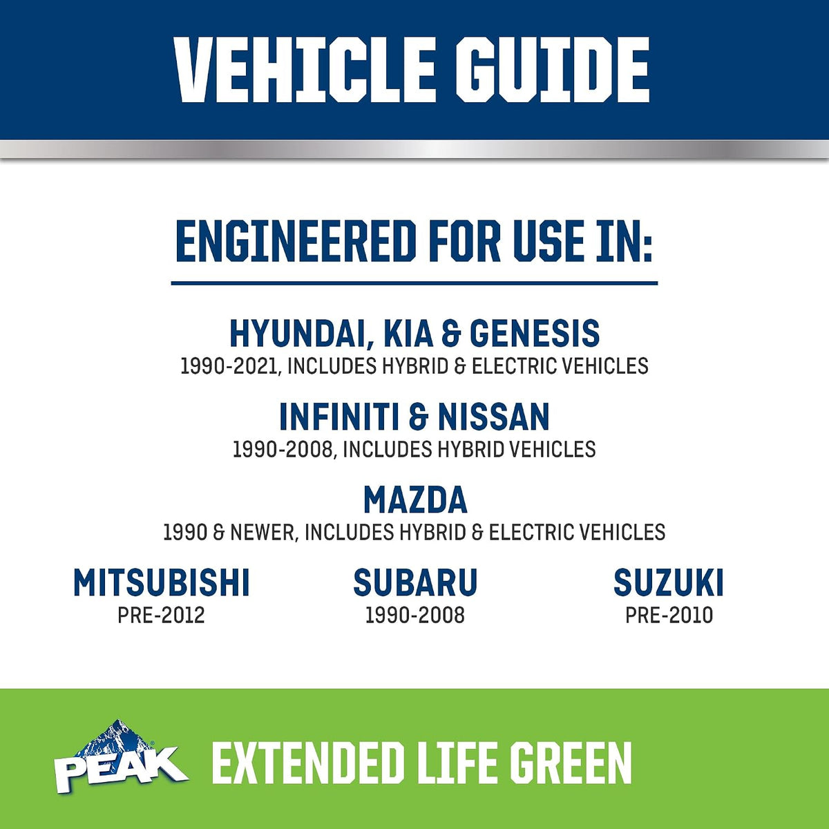 PEAK OET Extended Life Green Concentrate Antifreeze/Coolant for Asian Vehicles, 1 Gal.