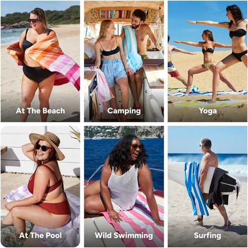 Dock & Bay Quick Drying Towel - Compact & Lightweight Sports Towel - 100% Recycled - Extra Large Miami Sorbet (200x90cm)