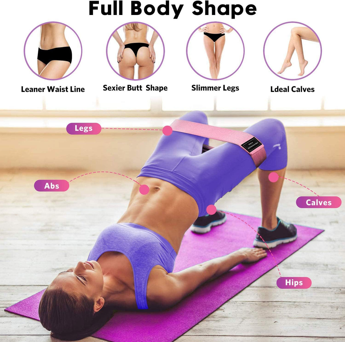 Skiennix Resistance Bands Set - 8-Piece Workout Bundle with 5 Latex & 3 Fabric Booty Bands