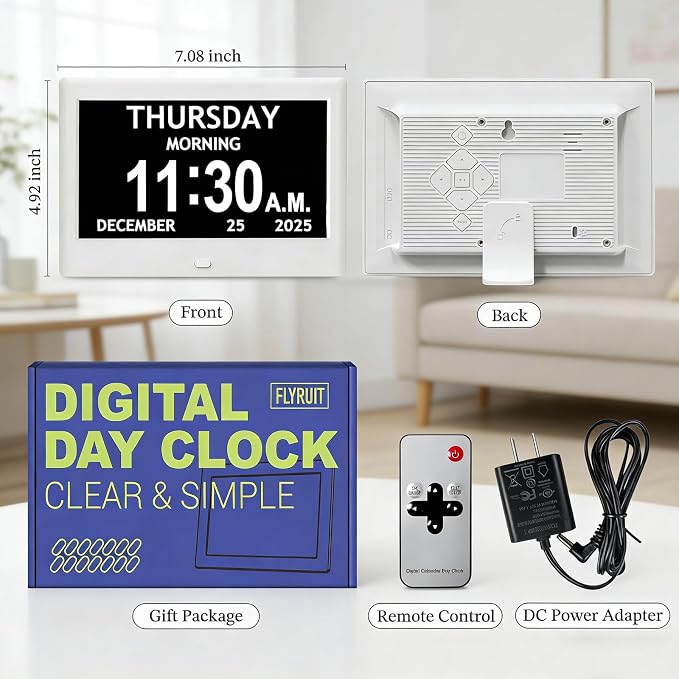 7'' Dementia Clock For Seniors, Large Display Digital Clock