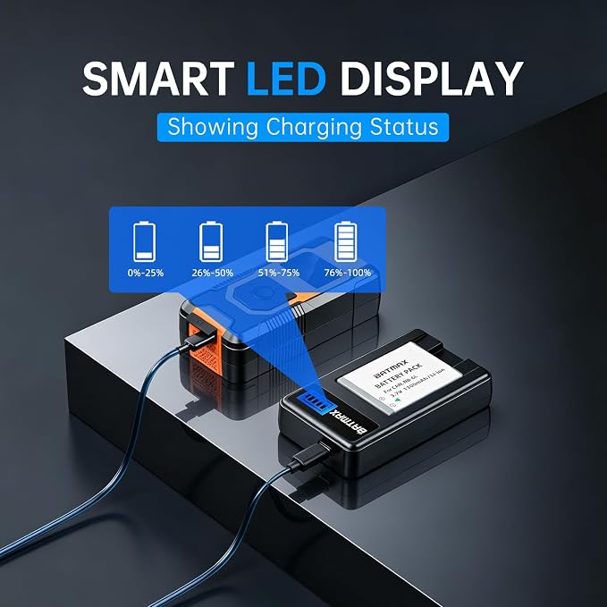 Batmax 2Pcs 1300mAh NB-6L NB-6LH Battery + LCD USB Charger