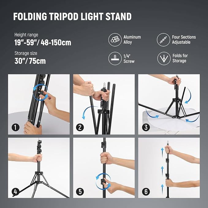 NEEWER 18 Inch Ring Light with Tripod Stand, 55W Large LED Ringlight, Cold Shoe