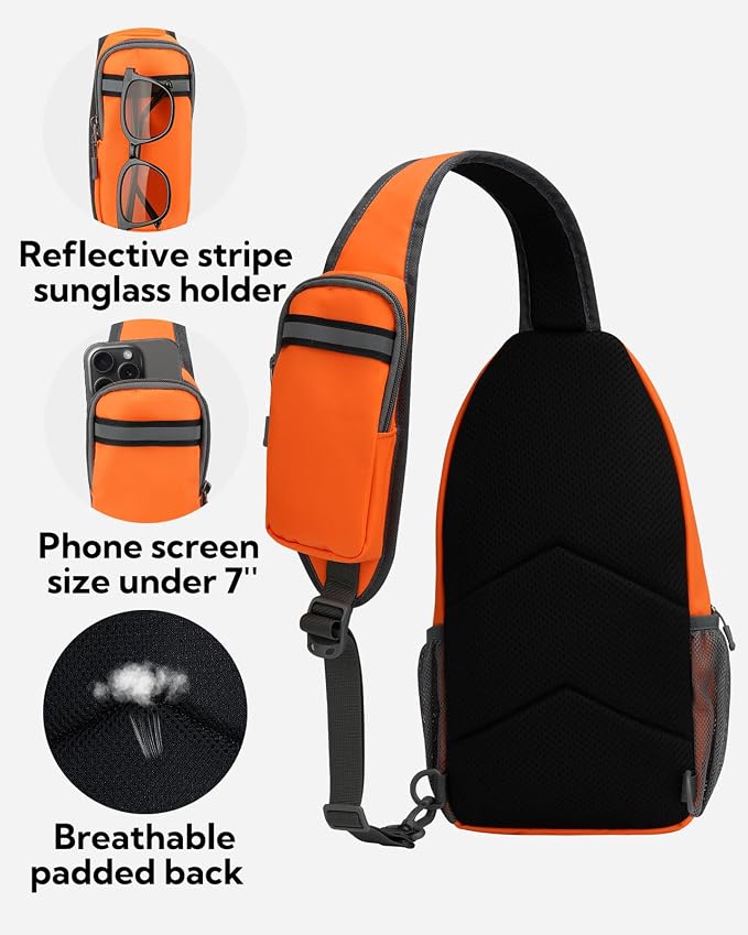 WATERFLY Crossbody Sling Backpack Sling Bag Travel Hiking Chest Bag Daypack