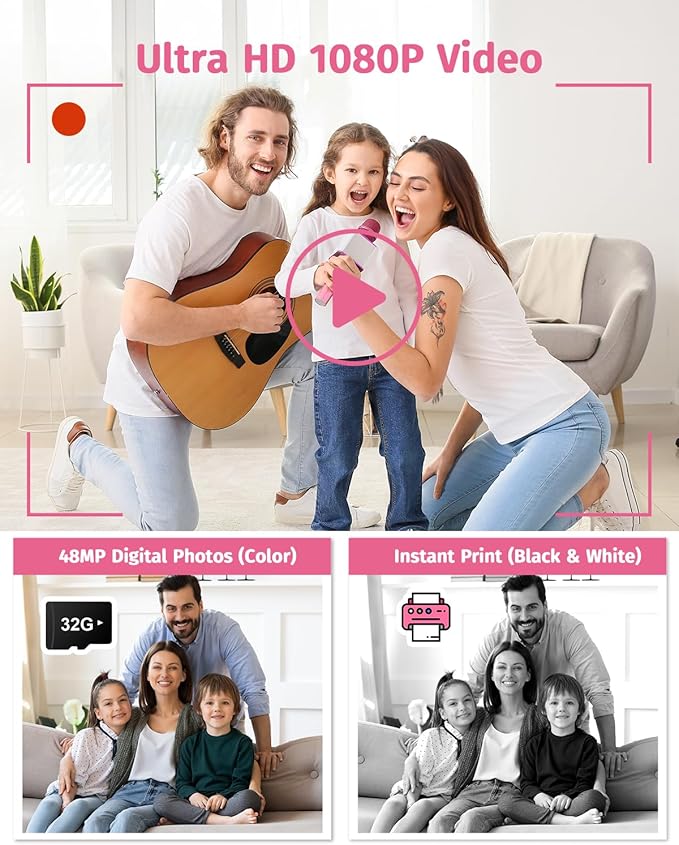 Instant Camera, Dual-Lens Kids Camera Instant Print