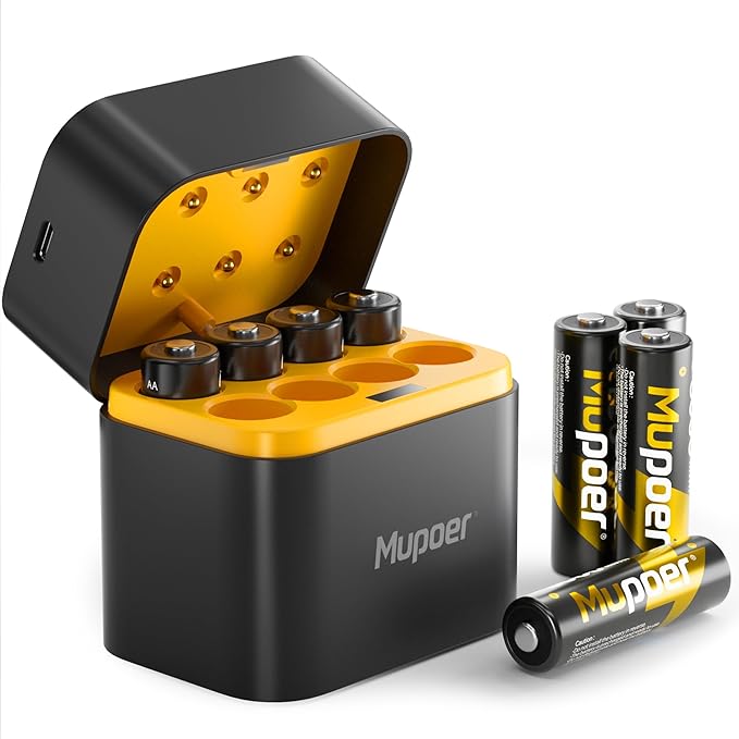 Mupoer Rechargeable Lithium Batteries AA 8-Pack