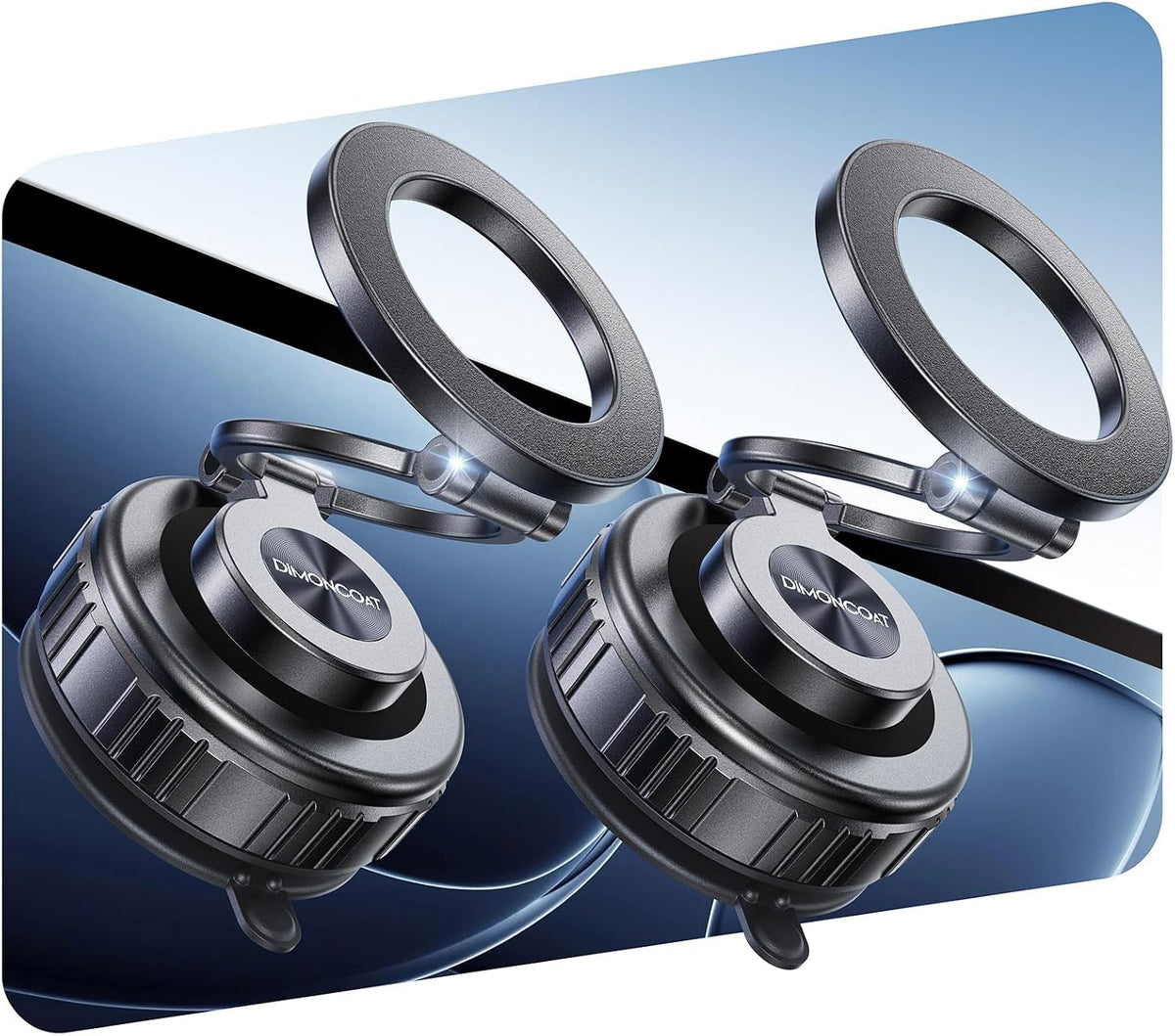 2-Pack Vacuum Magnetic Phone Holder for Car [All-Metal & 119+lbs Suction]
