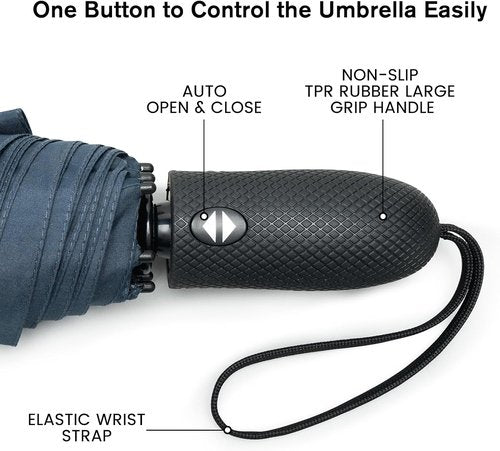 G4Free Windproof Travel Umbrella - 46-Inch Double Canopy, Automatic, Compact Design with Strong Fiberglass Frame