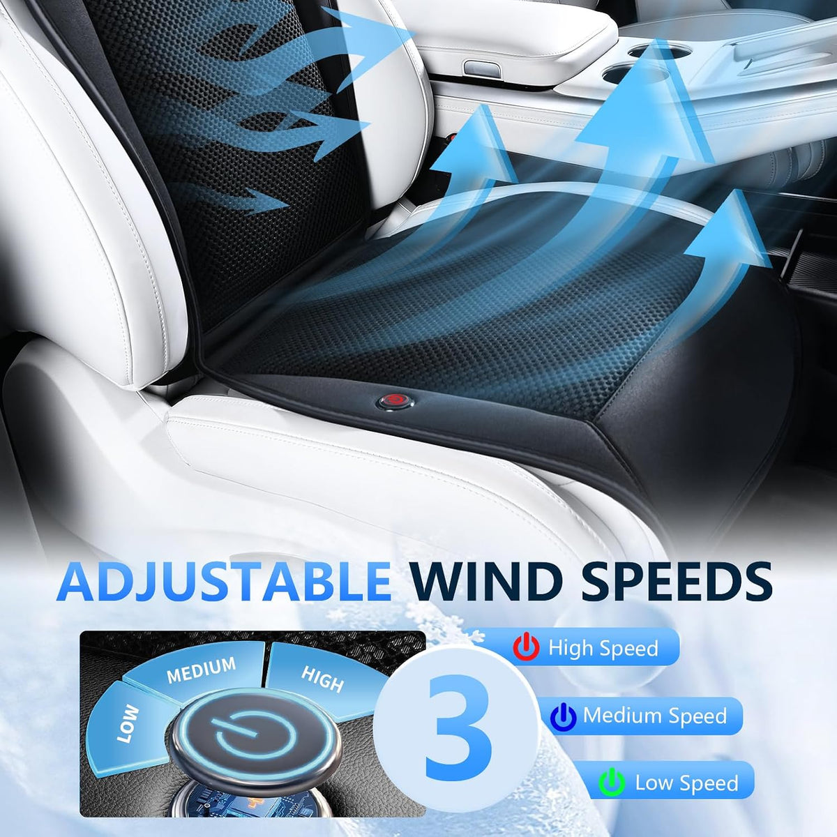 FLORICH Cooling Car Seat Cover Ventilated Car Seat Cushion with 3-Speed Adjustable Universal Fit for Car SUV Truck Van for Summer, Gray