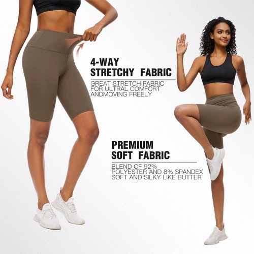 FULLSOFT High Waisted Biker Shorts for Women - Tummy Control Yoga & Workout Shorts | 8-Inch Length