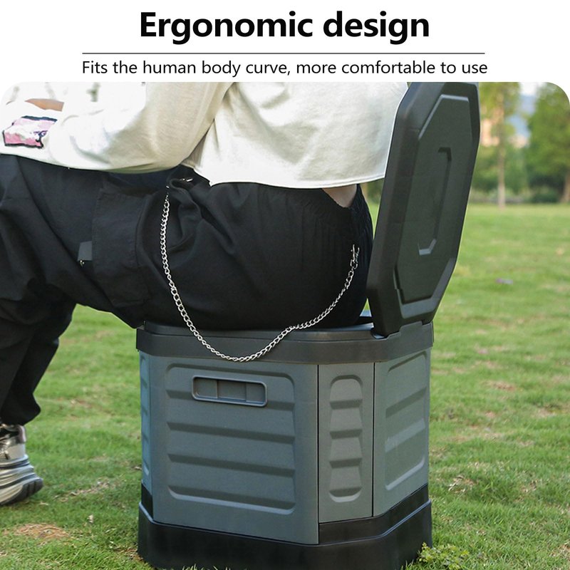 RWORCP Portable Camping Toilet, Portable Travel Folding Toilet with Lid for Adults and Kids, Portable Potty for Camping, Hiking, Car Travel,Truck, RV, Boating, Road Trips, Beach (Grey)