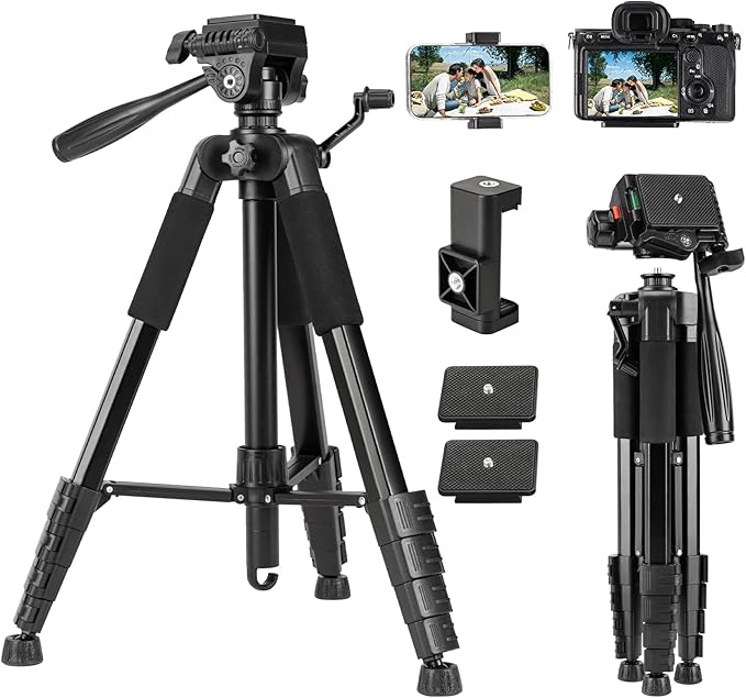 74'' Camera Tripod, Fotopro Lightweight Aluminum Travel Tripod