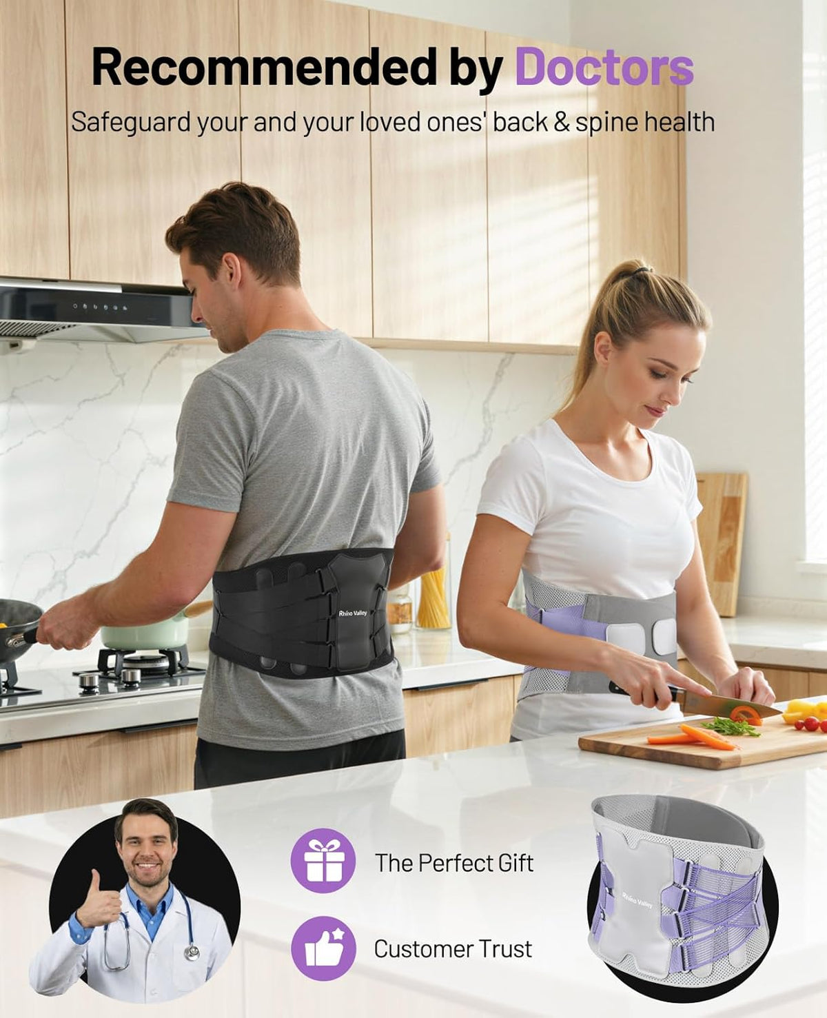 Skiennix Back Brace for Women - Adjustable Lumbar Support Belt for Pain Relief | Ergonomic Design, Medium