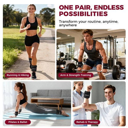 BAGAIL Ankle Wrist Weights for Women & Men, One Pair of 1/2/4/6/8/10 LBS Wearable Leg Arm Weights with Sleek Design & Secure Fit for Walking, Running, Pilates, Home Fitness & Physical Therapy - 4lb, Black