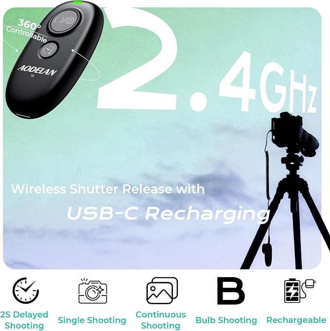 AODELAN USB-C Rechargeable Wireless Camera Remote Shutter Release