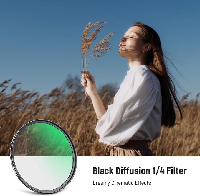 NEEWER 58mm Black Diffusion 1/4 Filter Dreamy Soft Cinematic Effect Filter