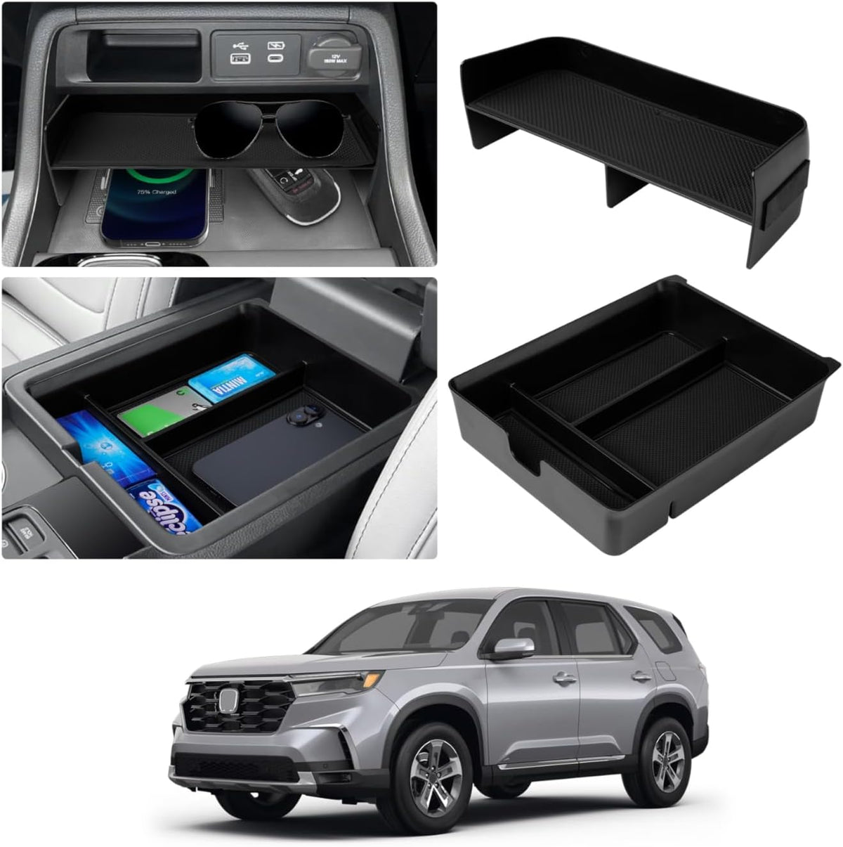 Karltys 2PCS Center Console Organizer for Pilot 2023-2026 & Passport 2026