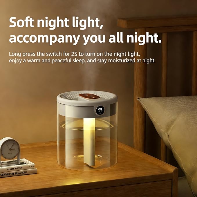Dreramzy Humidifiers 2026 2L Smart Dreamzy Humidifier for Bedroom Office (White)