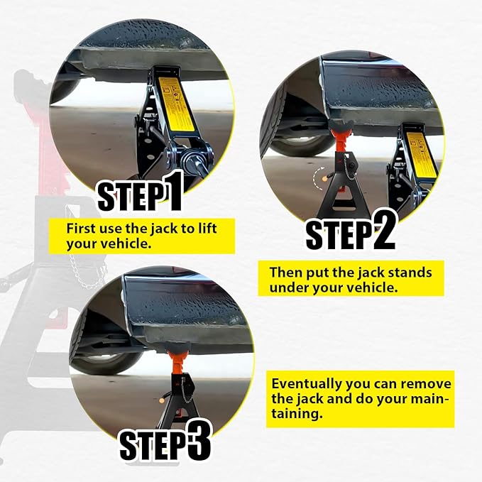 Upgraded Jack Stands 6 Ton (13,200 LBs) with 2 Crossbars and Double Pin Locking,Safe and Stable,Jack Stands 15.35"-22.05" Adjustable with Rubber Pads for Trucks,Home,Garage, SUV,Car,UTV/ATV,1 Pair