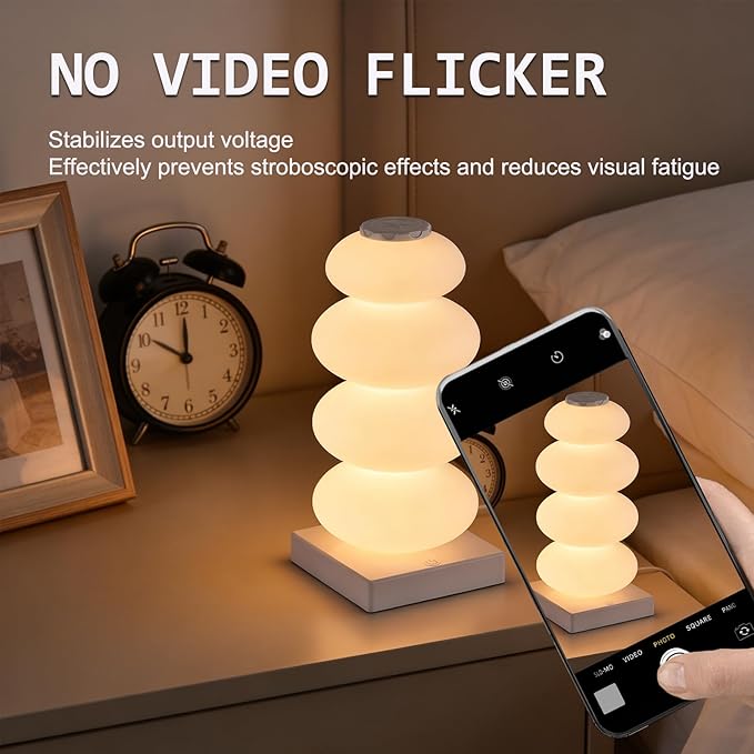 AVEKI RGB Touch Table Lamp, Color Changing Night Light Candy Gourd Design, USB Powered, Bedroom Desk Ambient Light, Small Bedside Lamp for Bedroom Living Room Home Decor (White)