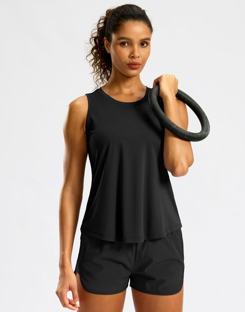 G Gradual Workout Tank Top for Women Sleeveless Athletic Yoga Tops High Neck Quick Dry Running Tennis Sports Shirts for Women(Black,S)
