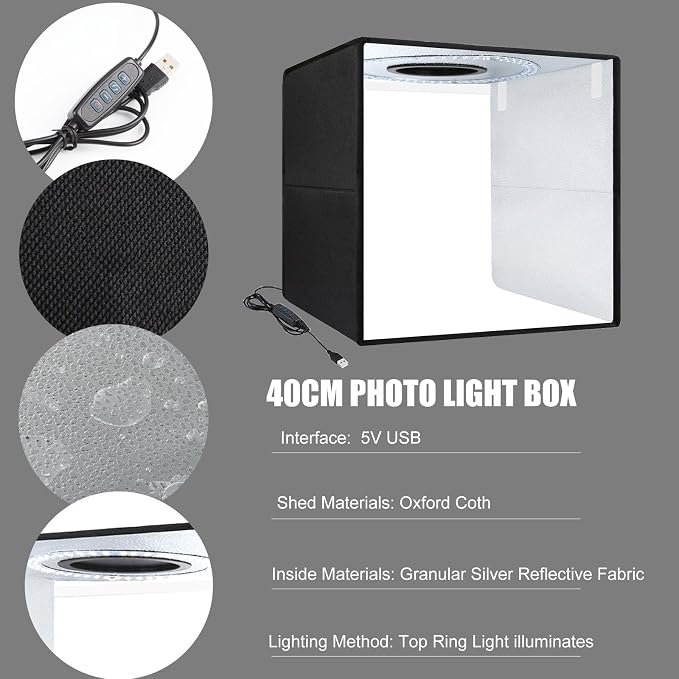 16 Inch Photo Light Box, CRI>90 Photography Shooting Tent