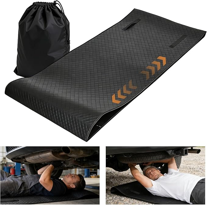 Rolling Creeper Mat, 60"x28" Zero Ground Clearance Mechanic Mat for Working Under Car, Under Car Roller for All Vehicles & Terrains, 3-Layer Design with Storage Bag