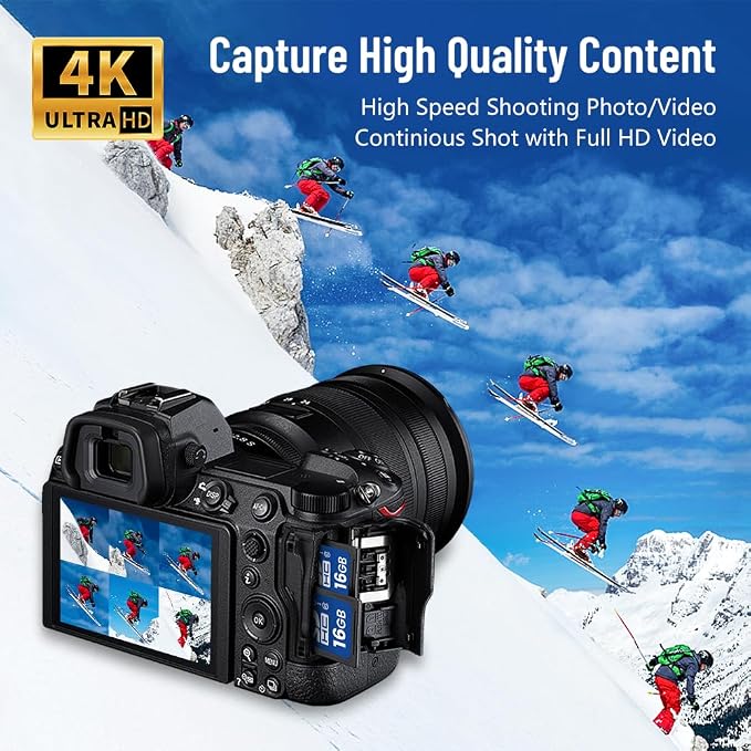 16GB SD Card, 5 Pack SDHC Memory Cards UHS-I U1 Class 10 High-Speed Full HD