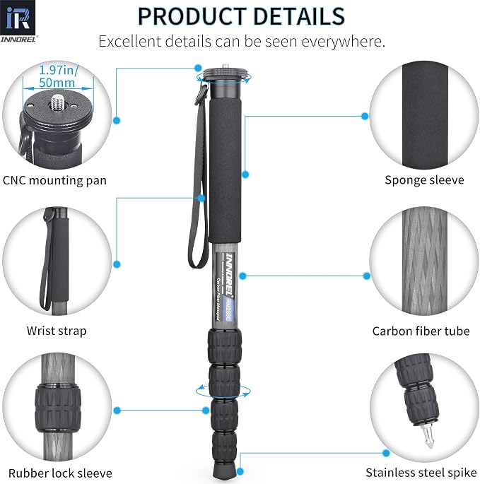 Carbon Fiber Camera Monopod INNOREL RM285C Professional Portable Compact