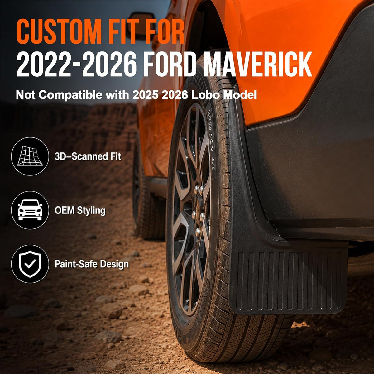 Mabett Mud Flaps for 2022-2026 Ford Maverick Accessories