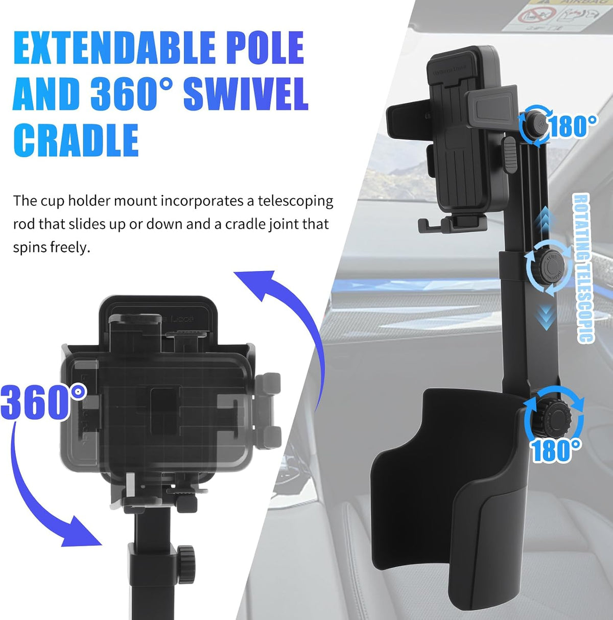 2026 New Cup Holder Phone Holder,Extendable Cup Holders Phone Mount with 360° Rotation Adjustment,Universal Cell Phones Holders Car CupHolder Fit for 4.7-7 inches Phones