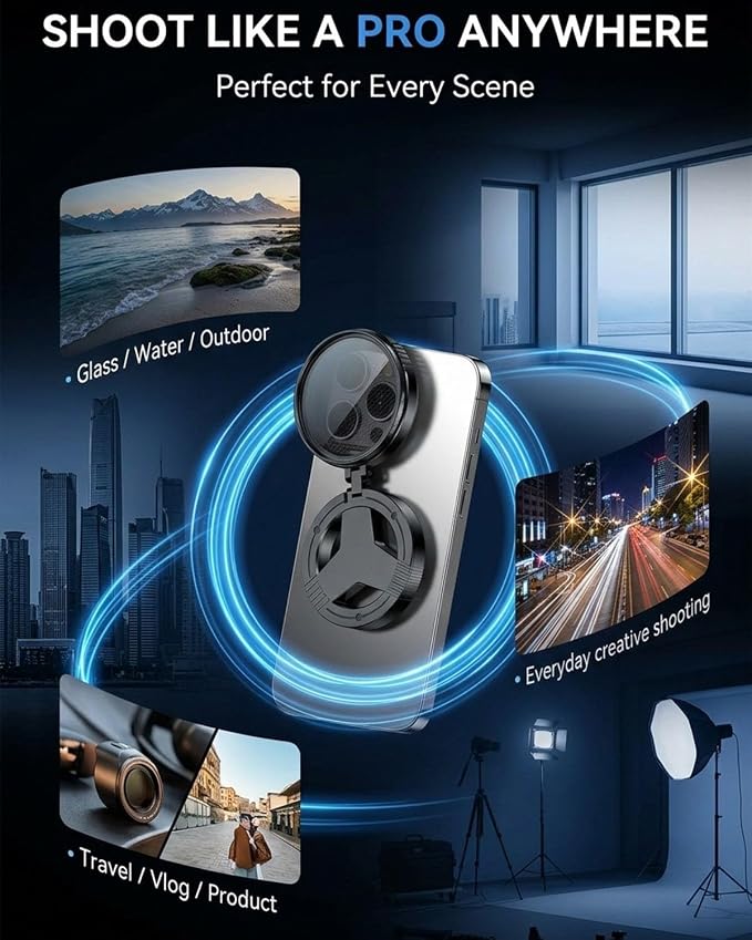 Anti-Glare Magnetic Phone Filter 2-in-1 Magnetic Cpl & Star Filter Lens
