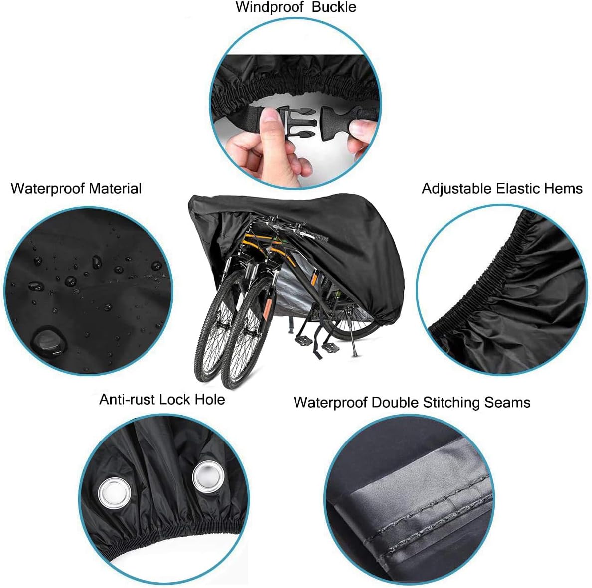 Szblnsm Bike Cover - Waterproof Outdoor Bicycle Protection for 1-3 Bikes | Heavy-Duty 420D Ripstop Material